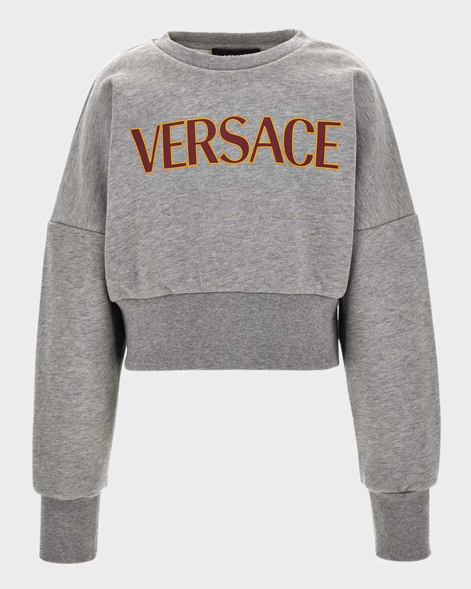 SWEATSHIRT MELANGE FLEECE VERSACE LOGO KIDS PRINT